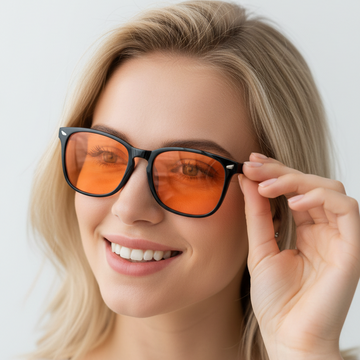 Customer with orange glasses